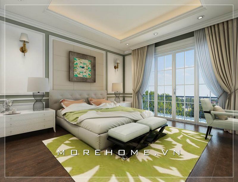 Mẫu giường ngủ bọc da chần nút ấn tượng được thiết kế theo phong cách hiện đại, thích hợp với nhiều không gian phòng ngủ chung cư, biệt thự cao cấp